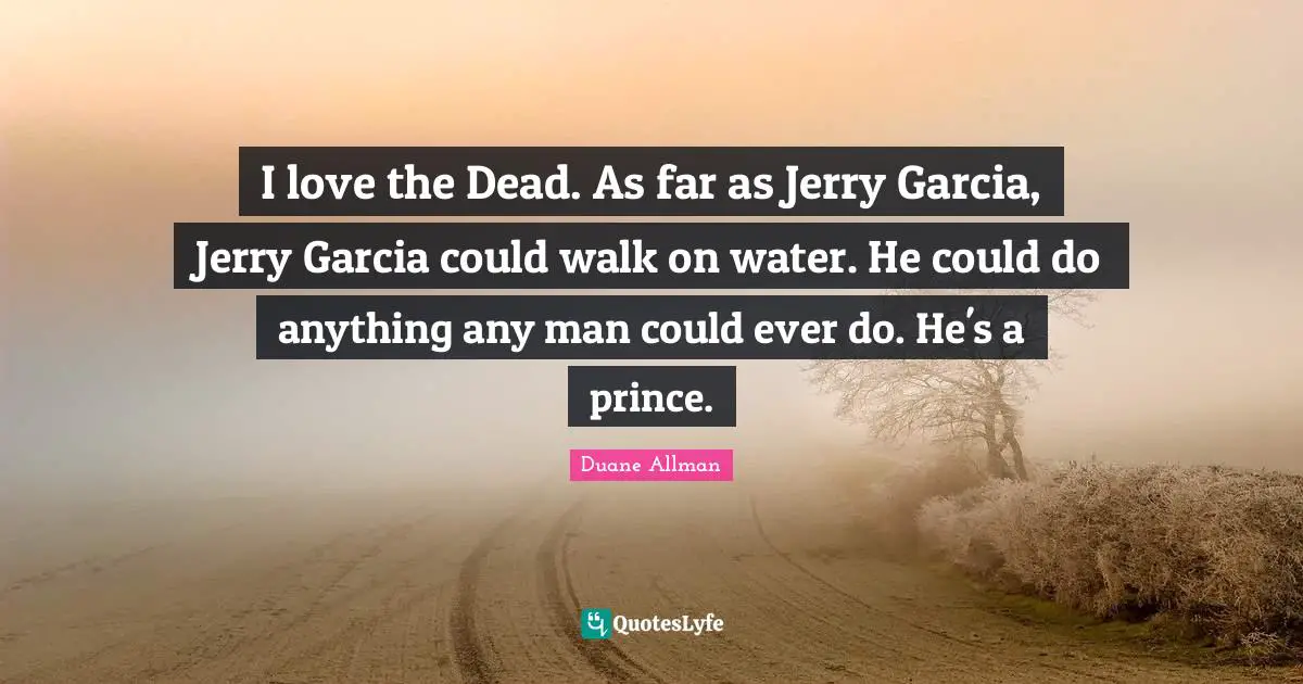 I love the Dead. As far as Jerry Garcia, Jerry Garcia could walk on water. He could do anything any man could ever do. He's a prince.