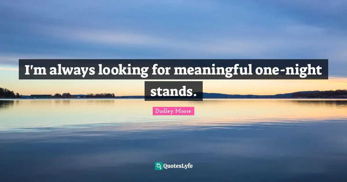 Meaningful Quotes: "I'm always looking for meaningful one-night stands."