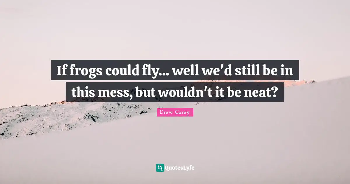 If frogs could fly... well we'd still be in this mess, but wouldn't it be neat?