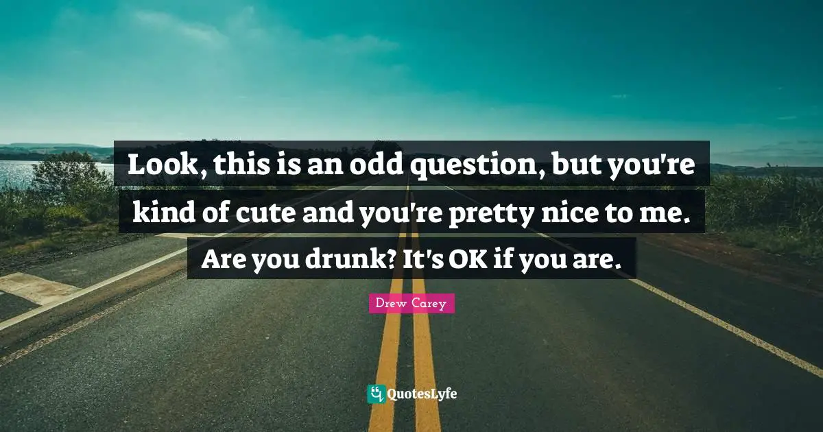 Look, this is an odd question, but you're kind of cute and you're pretty nice to me. Are you drunk? It's OK if you are.