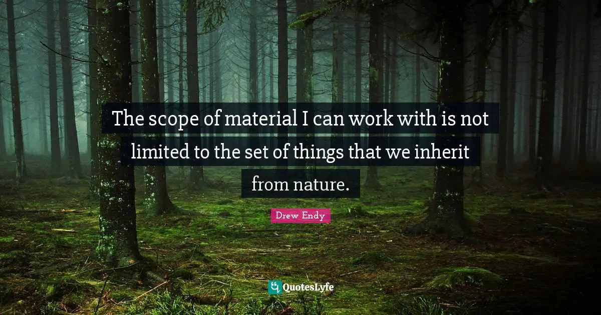 The scope of material I can work with is not limited to the set of things that we inherit from nature.