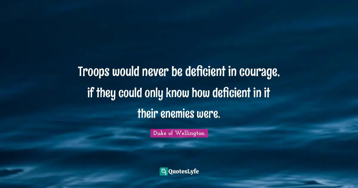 Troops would never be deficient in courage, if they could only know how deficient in it their enemies were.