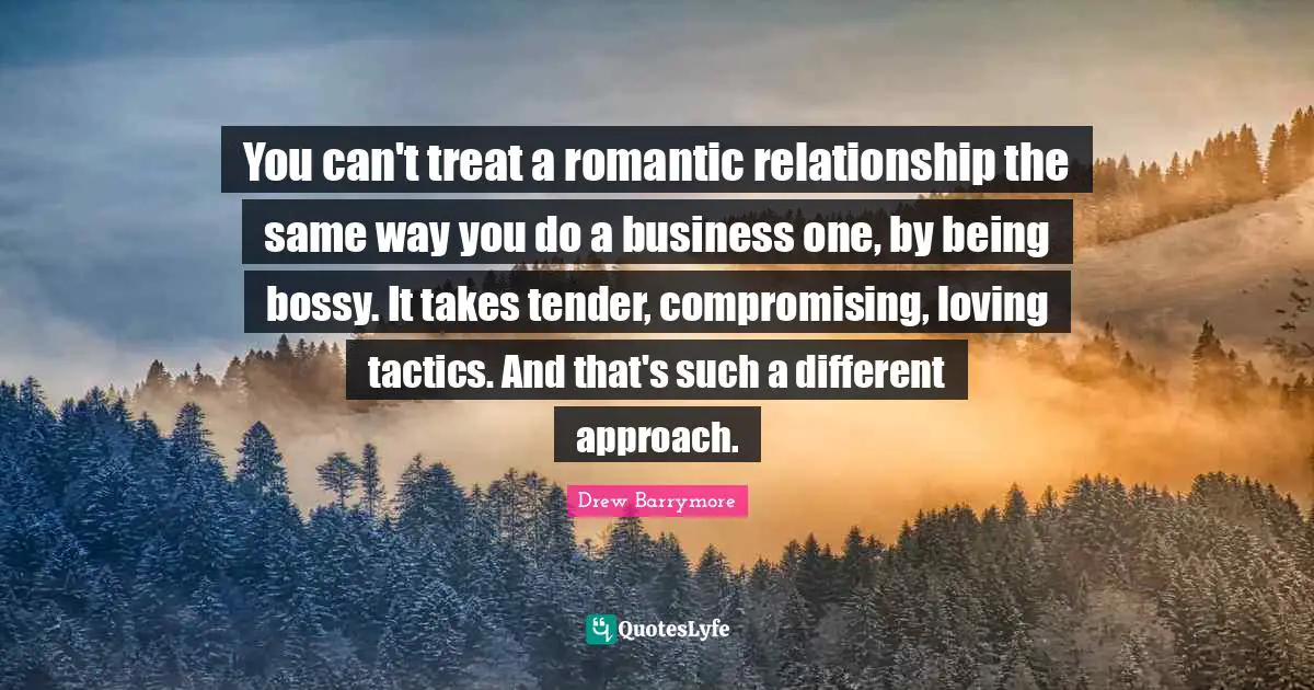 You can't treat a romantic relationship the same way you do a business one, by being bossy. It takes tender, compromising, loving tactics. And that's such a different approach.