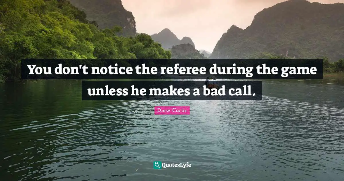 Referee Quotes: "You don't notice the referee during the game unless he makes a bad call."