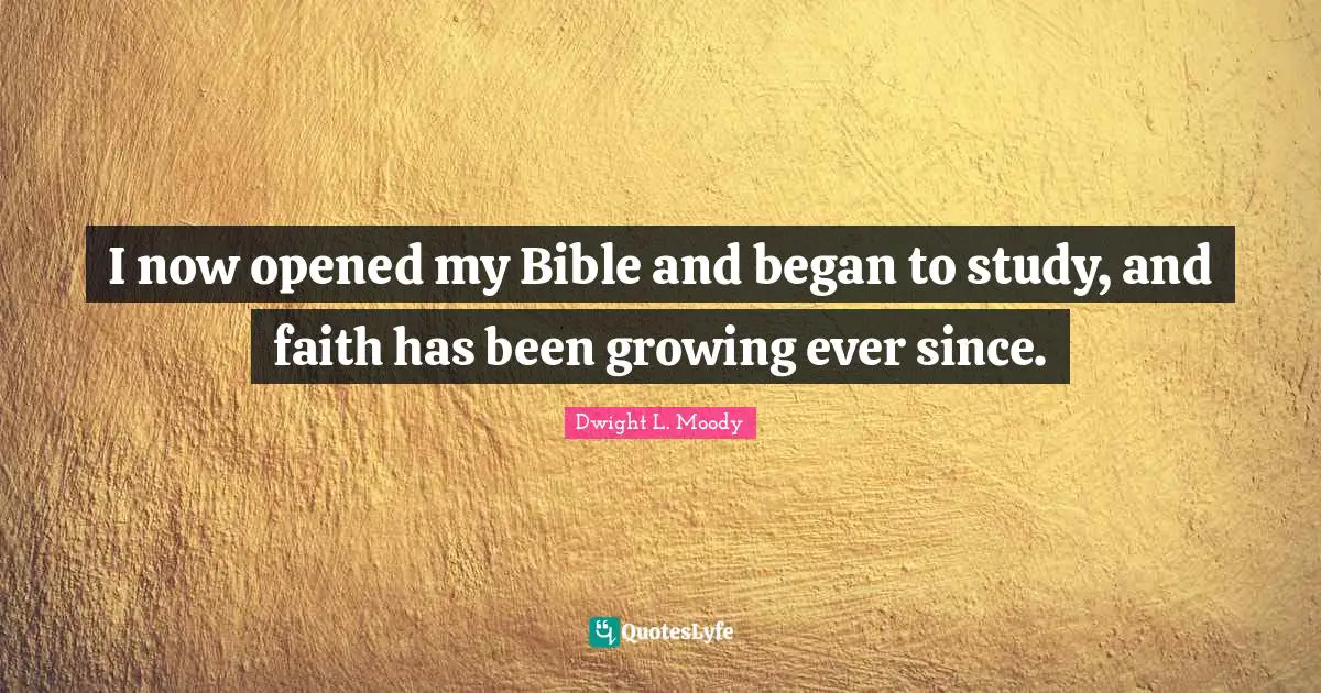 I now opened my Bible and began to study, and faith has been growing ever since.
