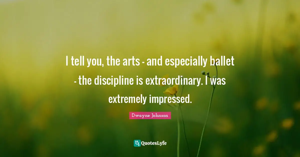 I tell you, the arts - and especially ballet - the discipline is extraordinary. I was extremely impressed.