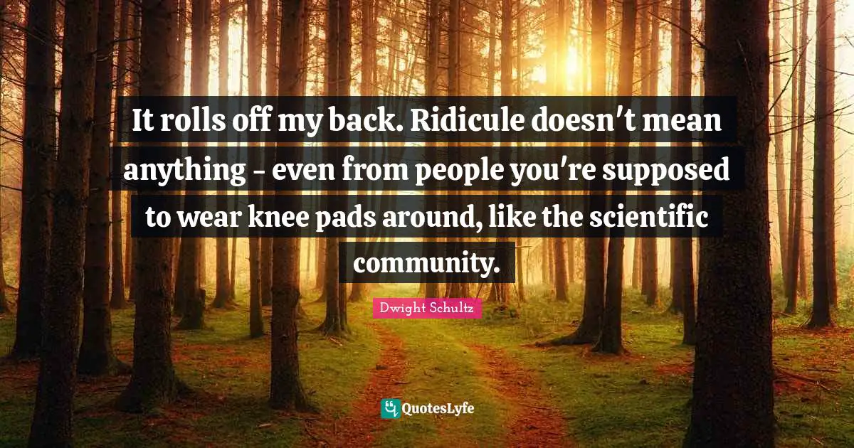 It rolls off my back. Ridicule doesn't mean anything - even from people you're supposed to wear knee pads around, like the scientific community.