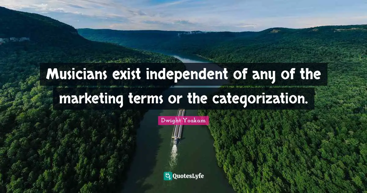 Categorization Quotes: "Musicians exist independent of any of the marketing terms or the categorization."