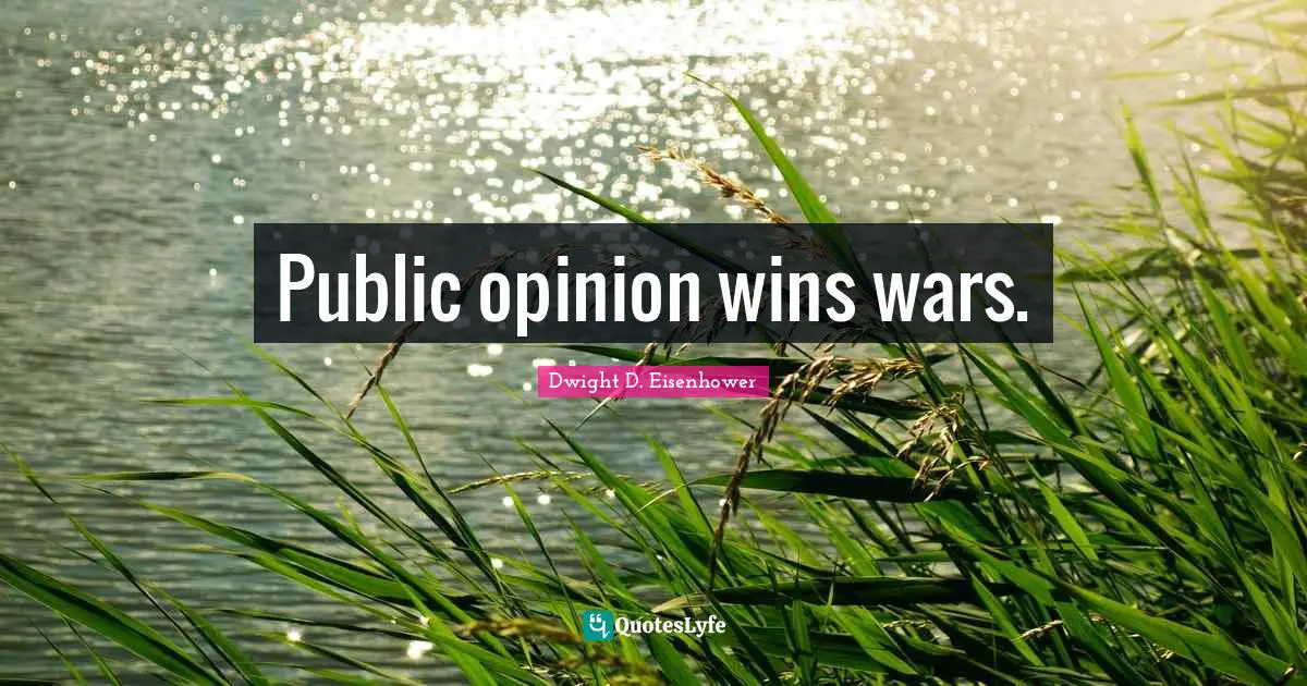 Public opinion wins wars.