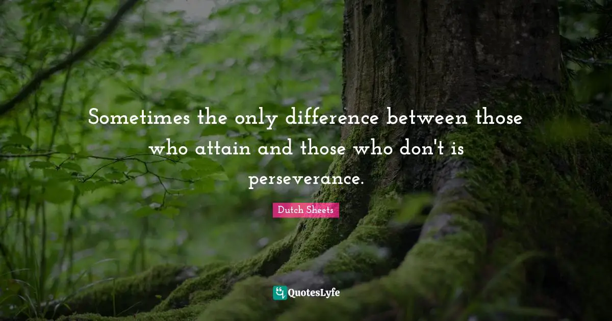 Sometimes the only difference between those who attain and those who don't is perseverance.