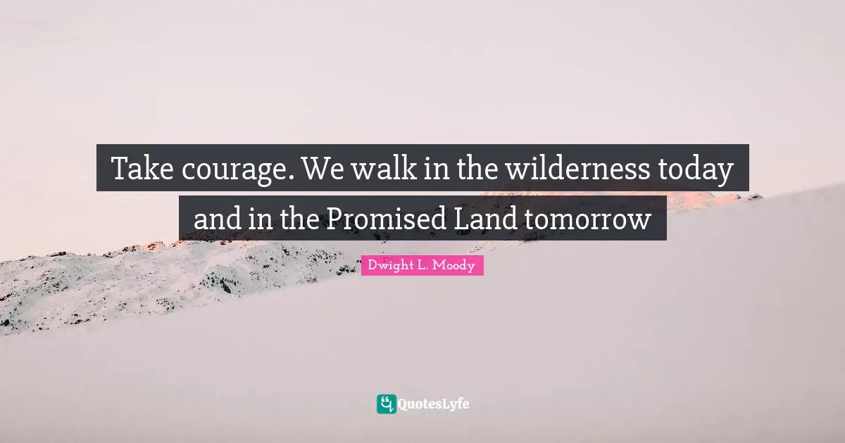 Wilderness Quotes: "Take courage. We walk in the wilderness today and in the Promised Land tomorrow"
