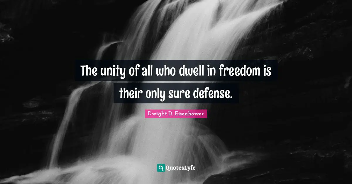 The unity of all who dwell in freedom is their only sure defense.