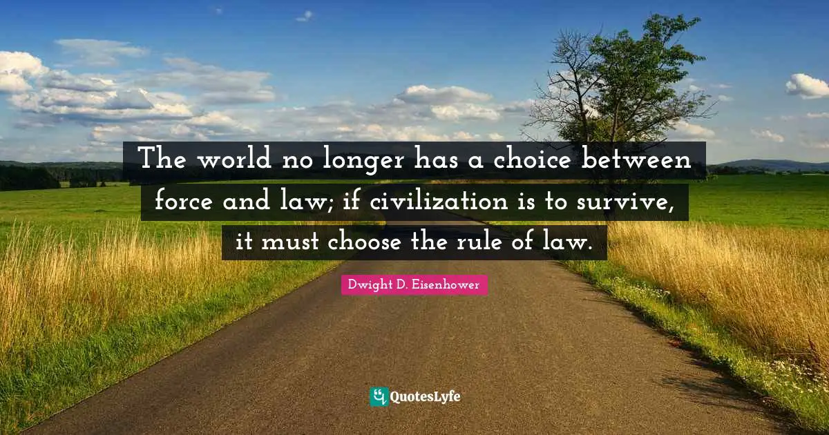 The world no longer has a choice between force and law; if civilization is to survive, it must choose the rule of law.