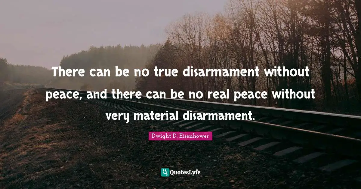 There can be no true disarmament without peace, and there can be no real peace without very material disarmament.