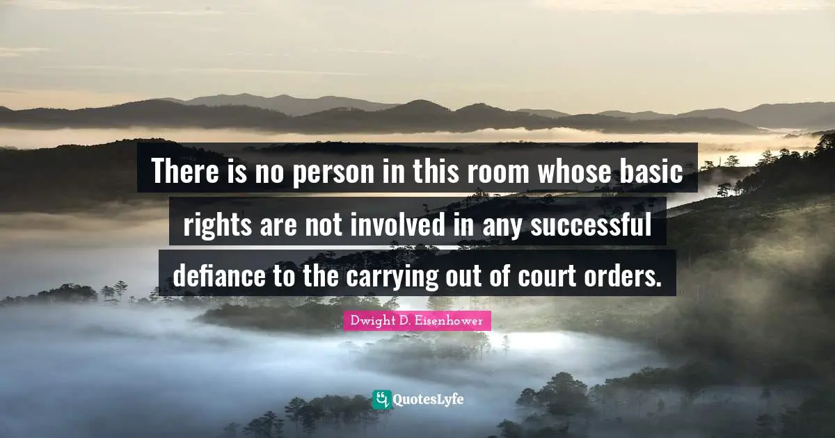 There is no person in this room whose basic rights are not involved in any successful defiance to the carrying out of court orders.