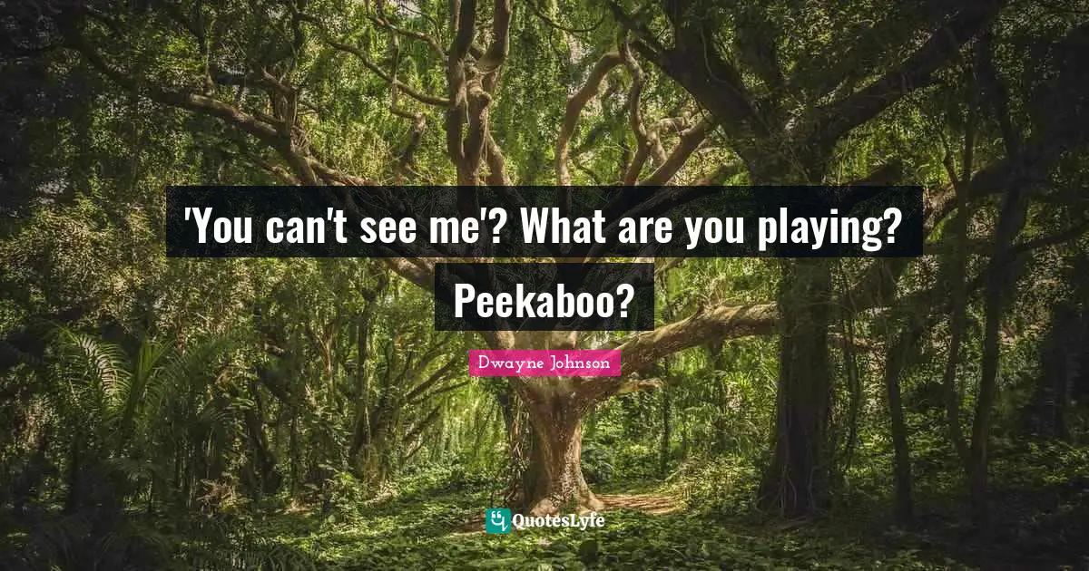 'You can't see me'? What are you playing? Peekaboo?