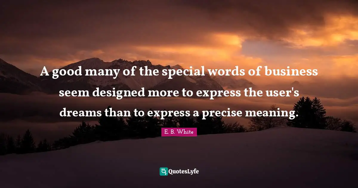 A good many of the special words of business seem designed more to express the user's dreams than to express a precise meaning.
