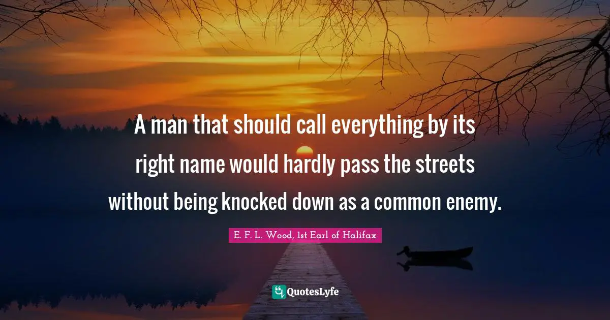 A man that should call everything by its right name would hardly pass the streets without being knocked down as a common enemy.