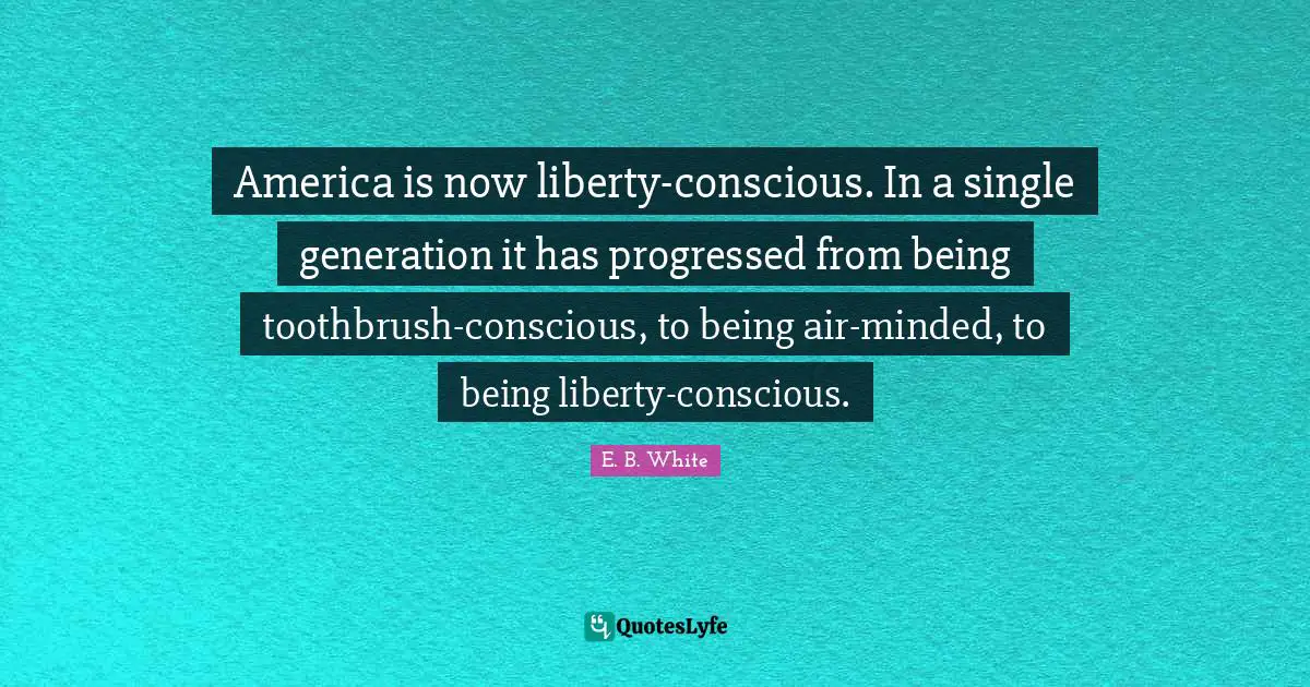 America is now liberty-conscious. In a single generation it has progressed from being toothbrush-conscious, to being air-minded, to being liberty-conscious.
