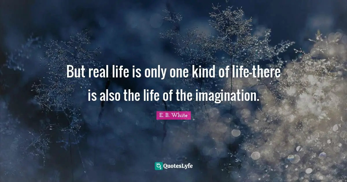But real life is only one kind of life—there is also the life of the imagination.