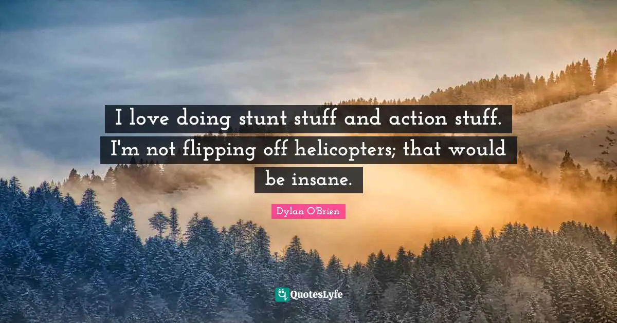 Helicopters Quotes: "I love doing stunt stuff and action stuff. I'm not flipping off helicopters; that would be insane."