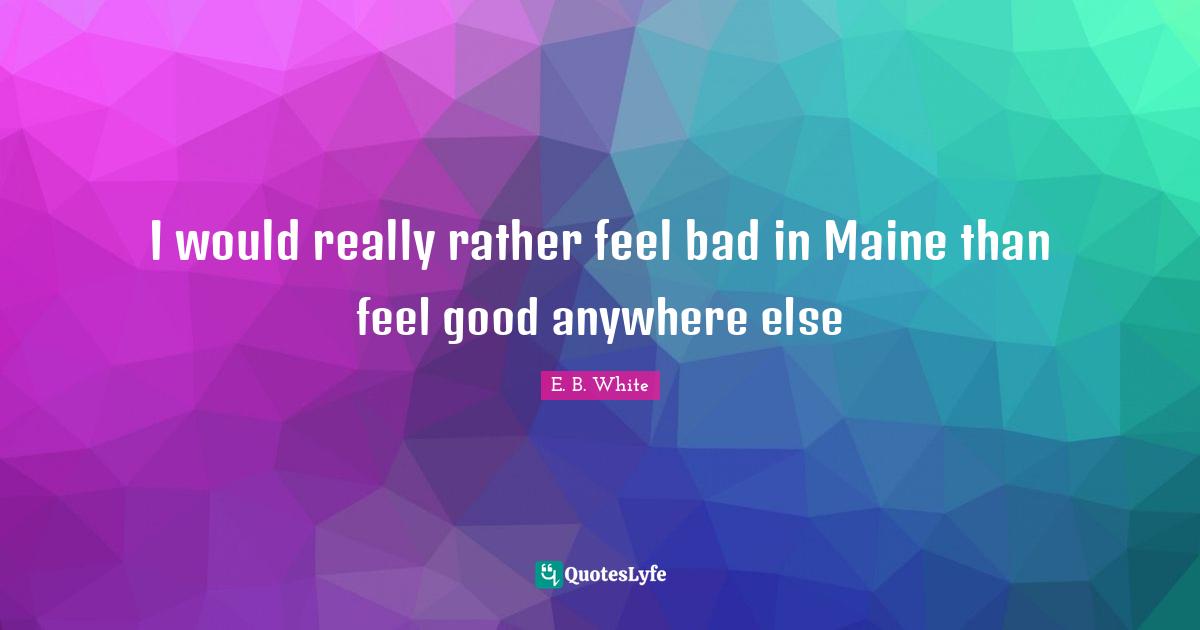 I would really rather feel bad in Maine than feel good anywhere else