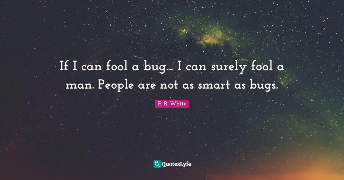 If I can fool a bug... I can surely fool a man. People are not as smart as bugs.