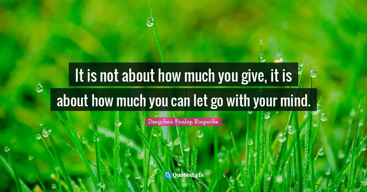 Dzogchen Ponlop Rinpoche Quotes: "It is not about how much you give, it is about how much you can let go with your mind."