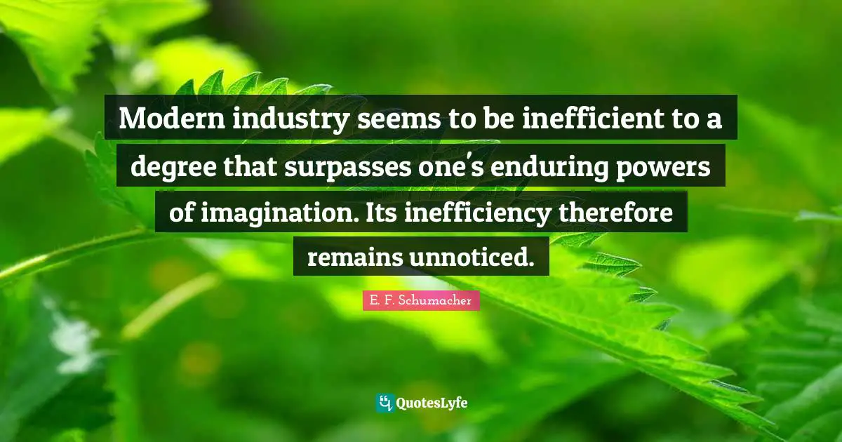Inefficiency Quotes: "Modern industry seems to be inefficient to a degree that surpasses one's enduring powers of imagination. Its inefficiency therefore remains unnoticed."