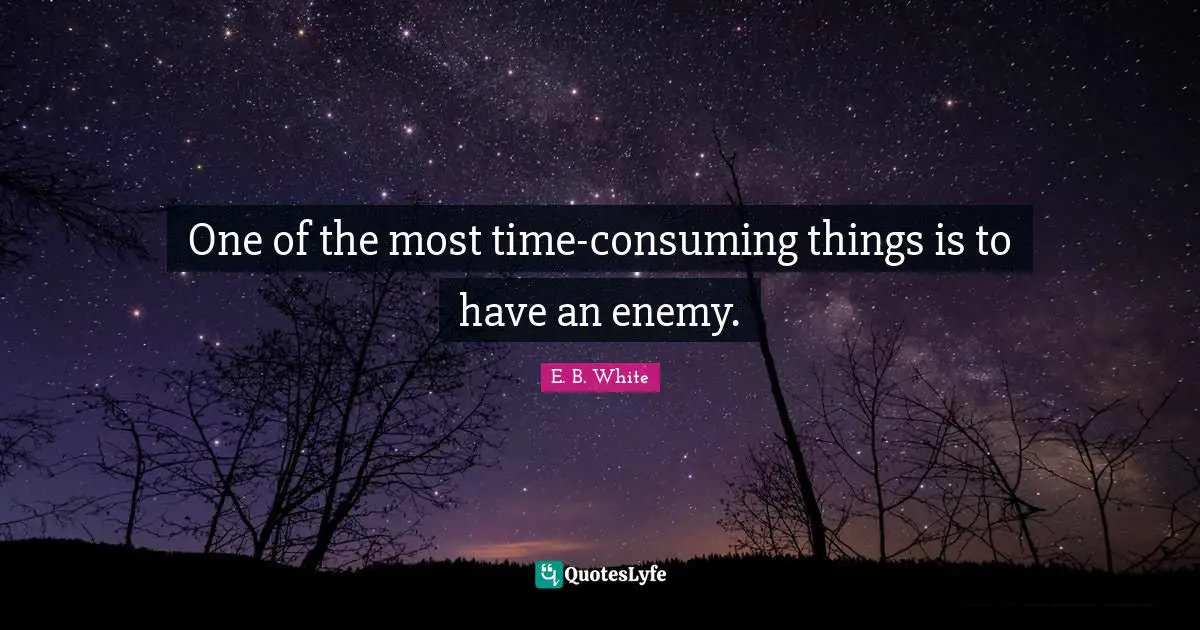 E.B. White Quotes: "One of the most time-consuming things is to have an enemy."