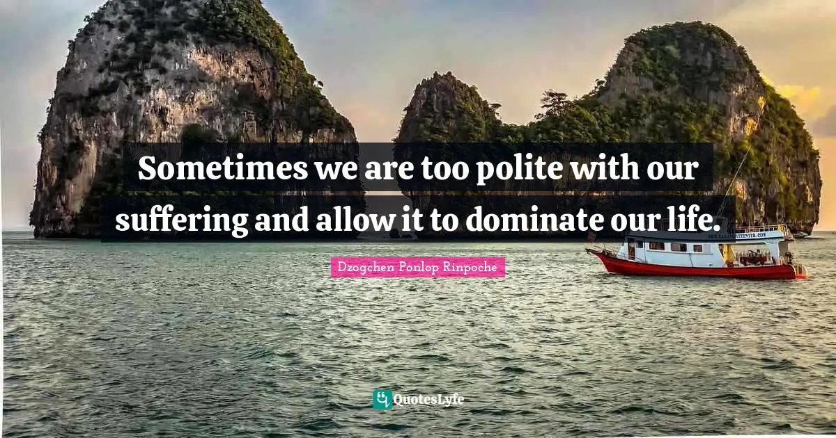 Dzogchen Ponlop Rinpoche Quotes: "Sometimes we are too polite with our suffering and allow it to dominate our life."