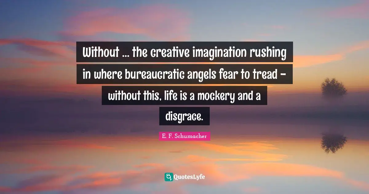 Without ... the creative imagination rushing in where bureaucratic angels fear to tread - without this, life is a mockery and a disgrace.
