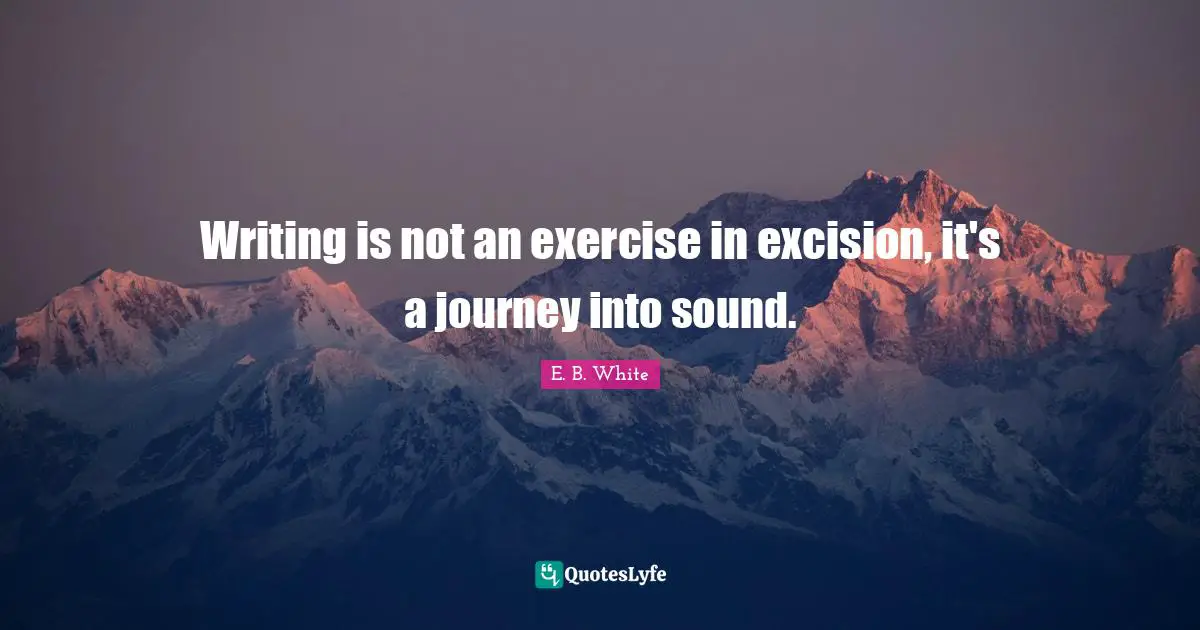 Writing is not an exercise in excision, it's a journey into sound.