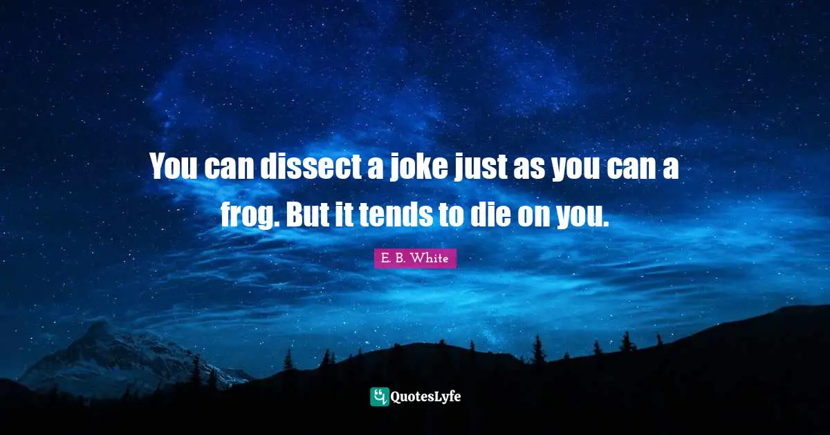 You can dissect a joke just as you can a frog. But it tends to die on you.