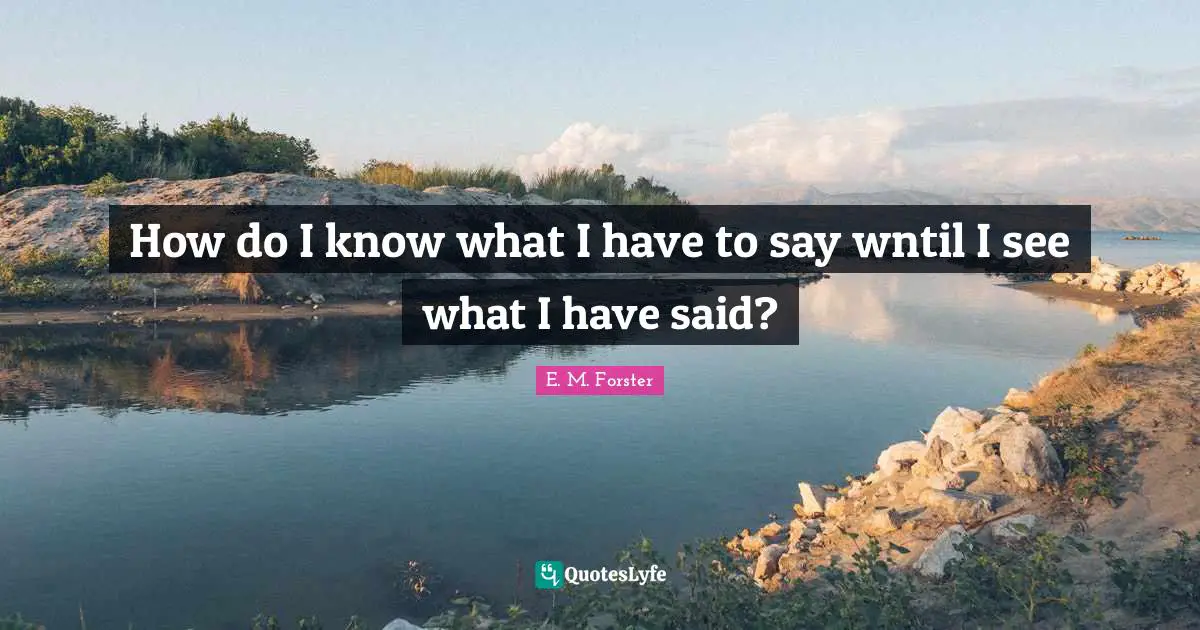 How do I know what I have to say wntil I see what I have said?