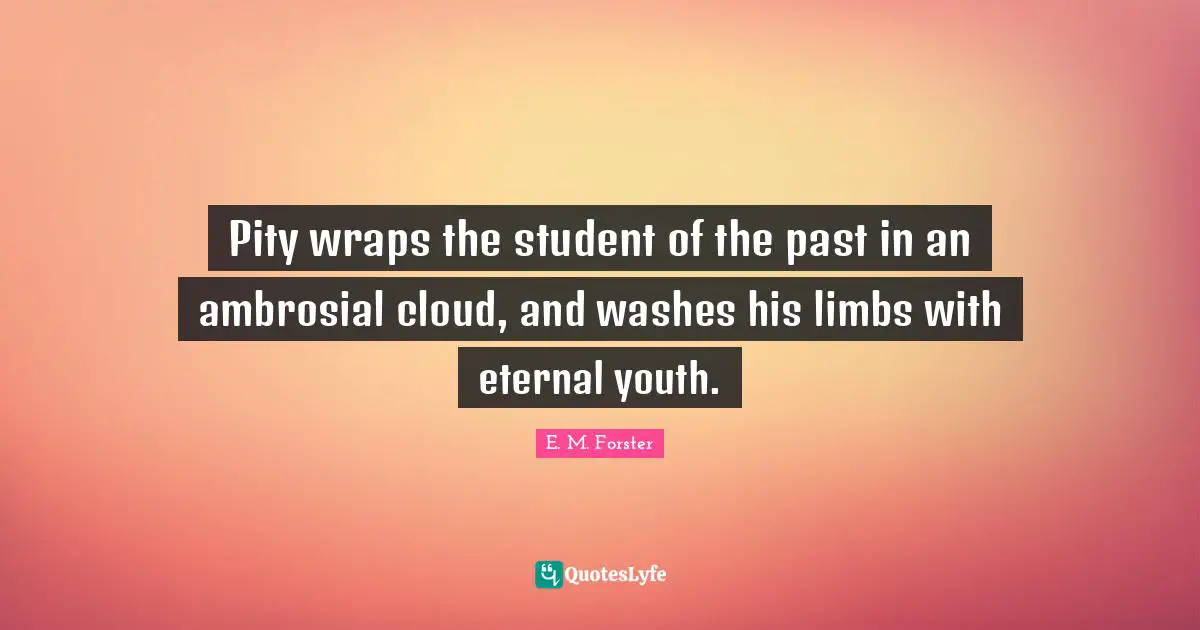 Pity wraps the student of the past in an ambrosial cloud, and washes his limbs with eternal youth.