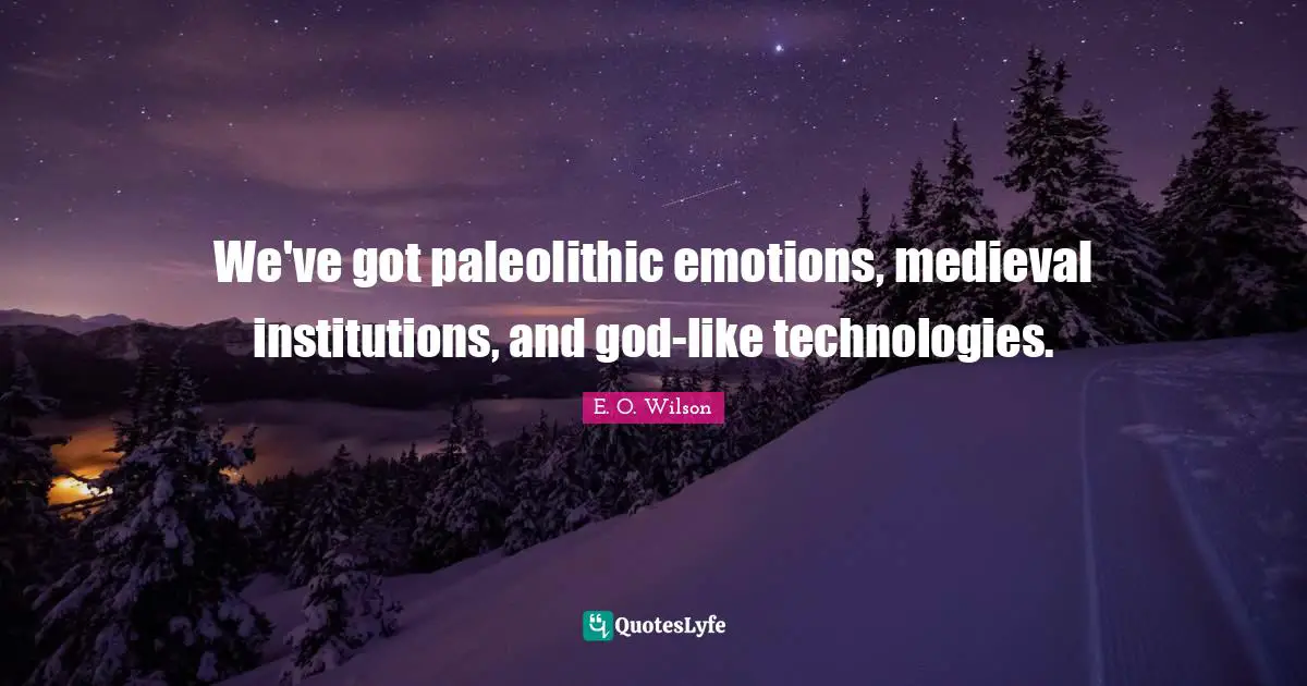 We've got paleolithic emotions, medieval institutions, and god-like technologies.