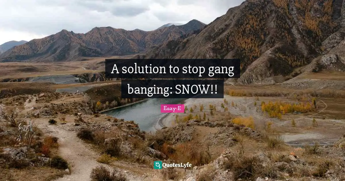 Eazy-E Quotes: A solution to stop gang banging: SNOW!!