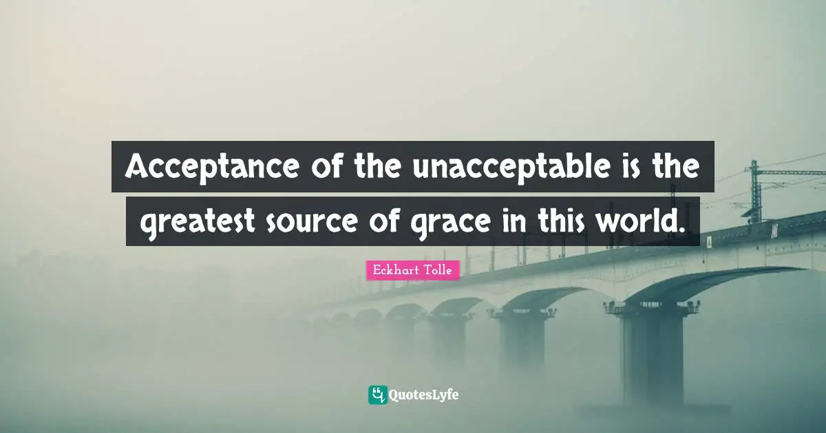Acceptance of the unacceptable is the greatest source of grace in this world.