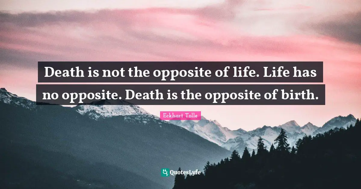 Death is not the opposite of life. Life has no opposite. Death is the opposite of birth.