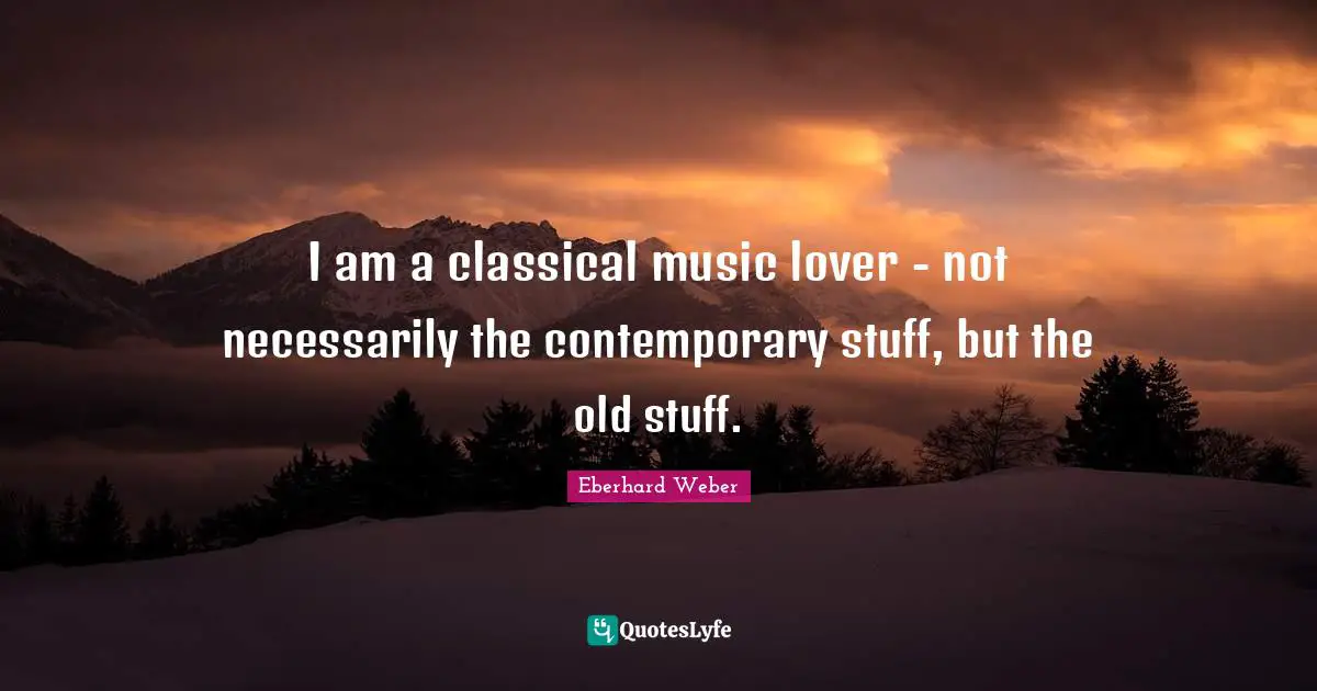 I am a classical music lover - not necessarily the contemporary stuff, but the old stuff.