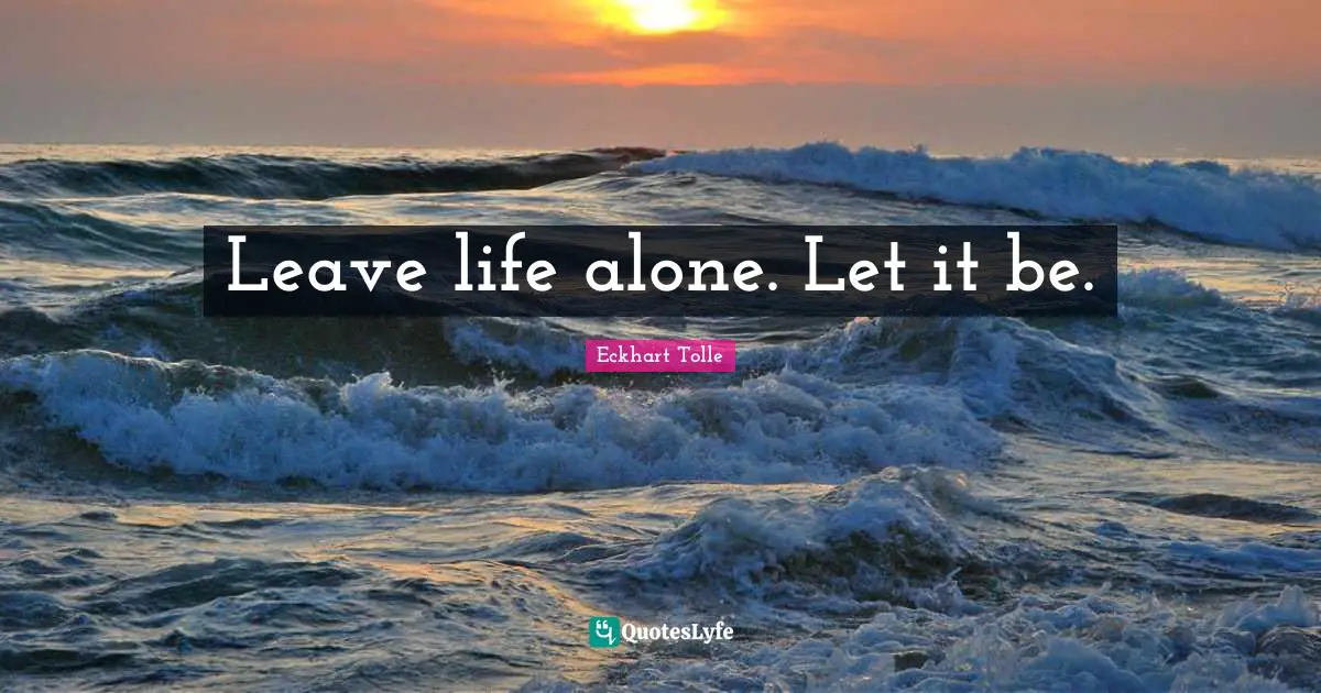 Leave life alone. Let it be.