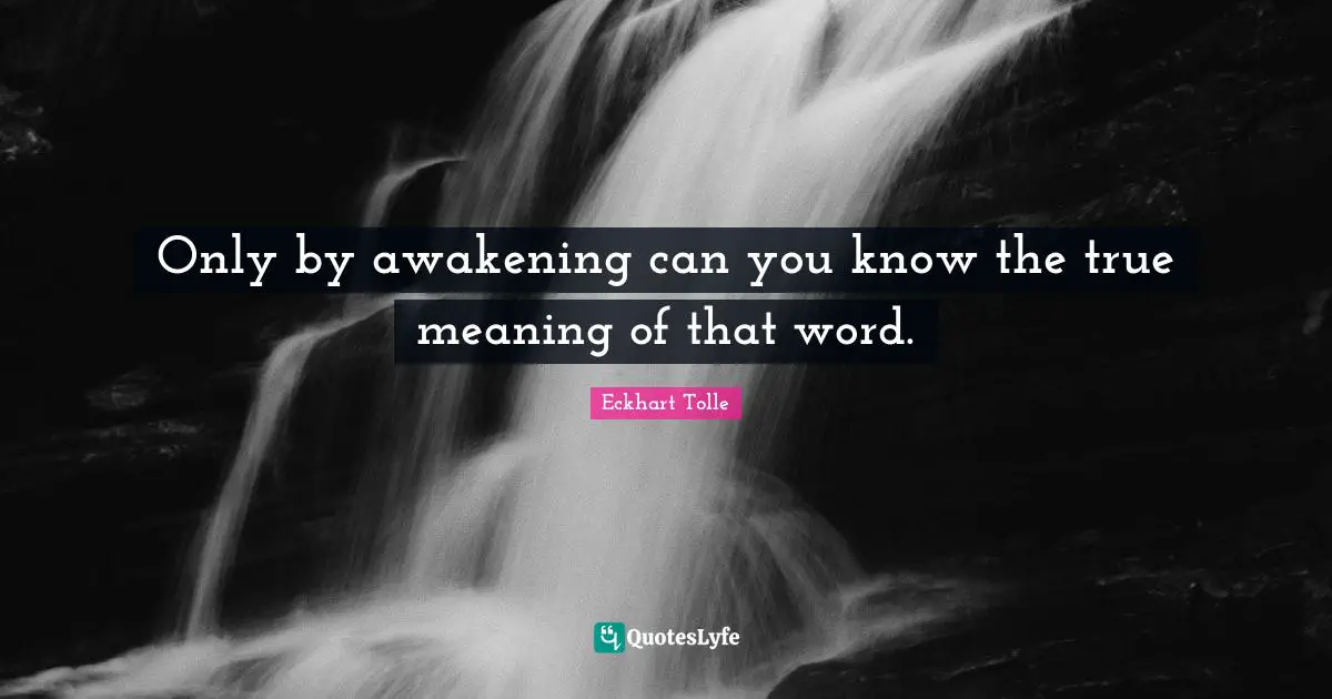 True Meaning Quotes: "Only by awakening can you know the true meaning of that word."