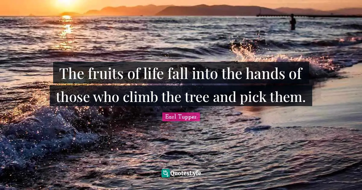 The fruits of life fall into the hands of those who climb the tree and pick them.