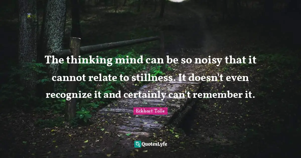The thinking mind can be so noisy that it cannot relate to stillness. It doesn't even recognize it and certainly can't remember it.