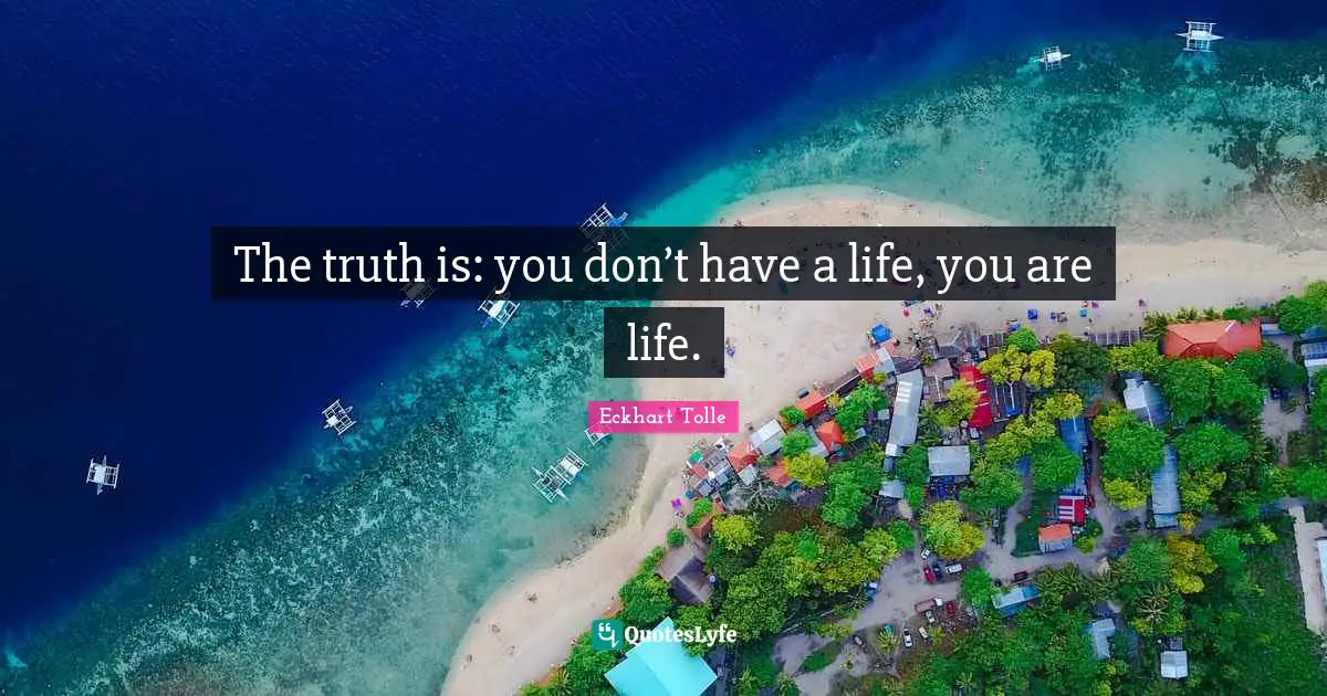 The truth is: you don’t have a life, you are life.