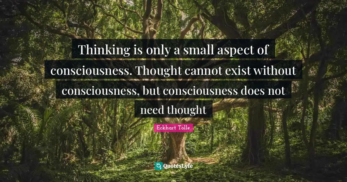 Thinking is only a small aspect of consciousness. Thought cannot exist without consciousness, but consciousness does not need thought