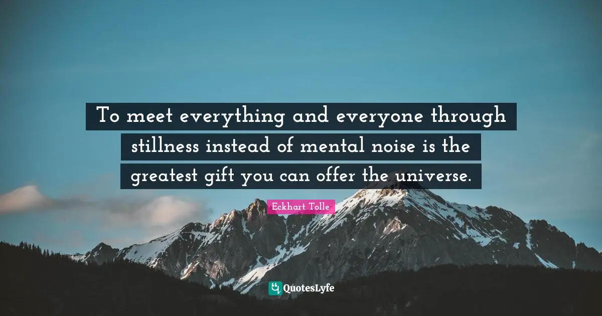 To meet everything and everyone through stillness instead of mental noise is the greatest gift you can offer the universe.