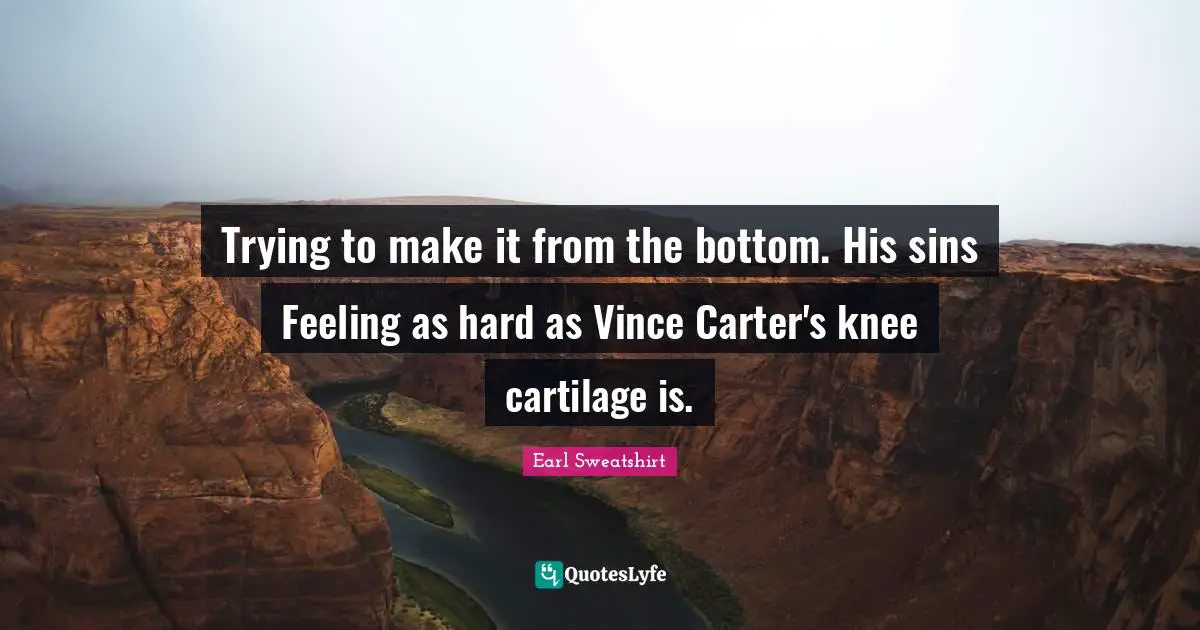 Carter Quotes: "Trying to make it from the bottom. His sins Feeling as hard as Vince Carter's knee cartilage is."