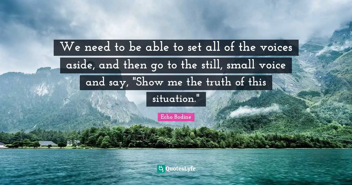 We need to be able to set all of the voices aside, and then go to the still, small voice and say, "Show me the truth of this situation."